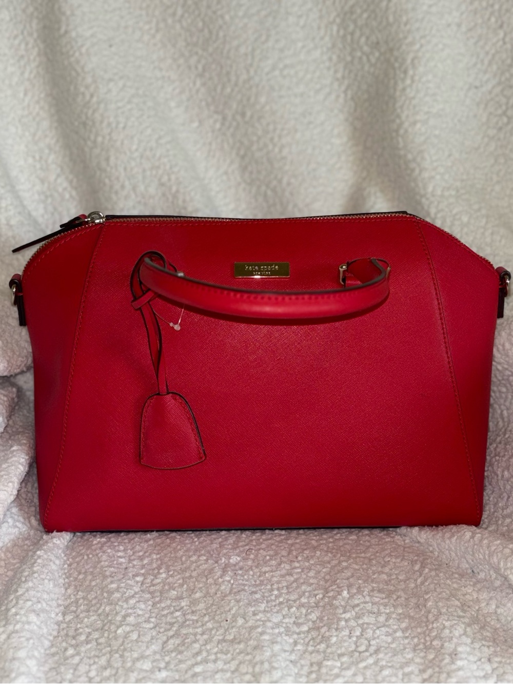kate spade red saffiano dome satchel